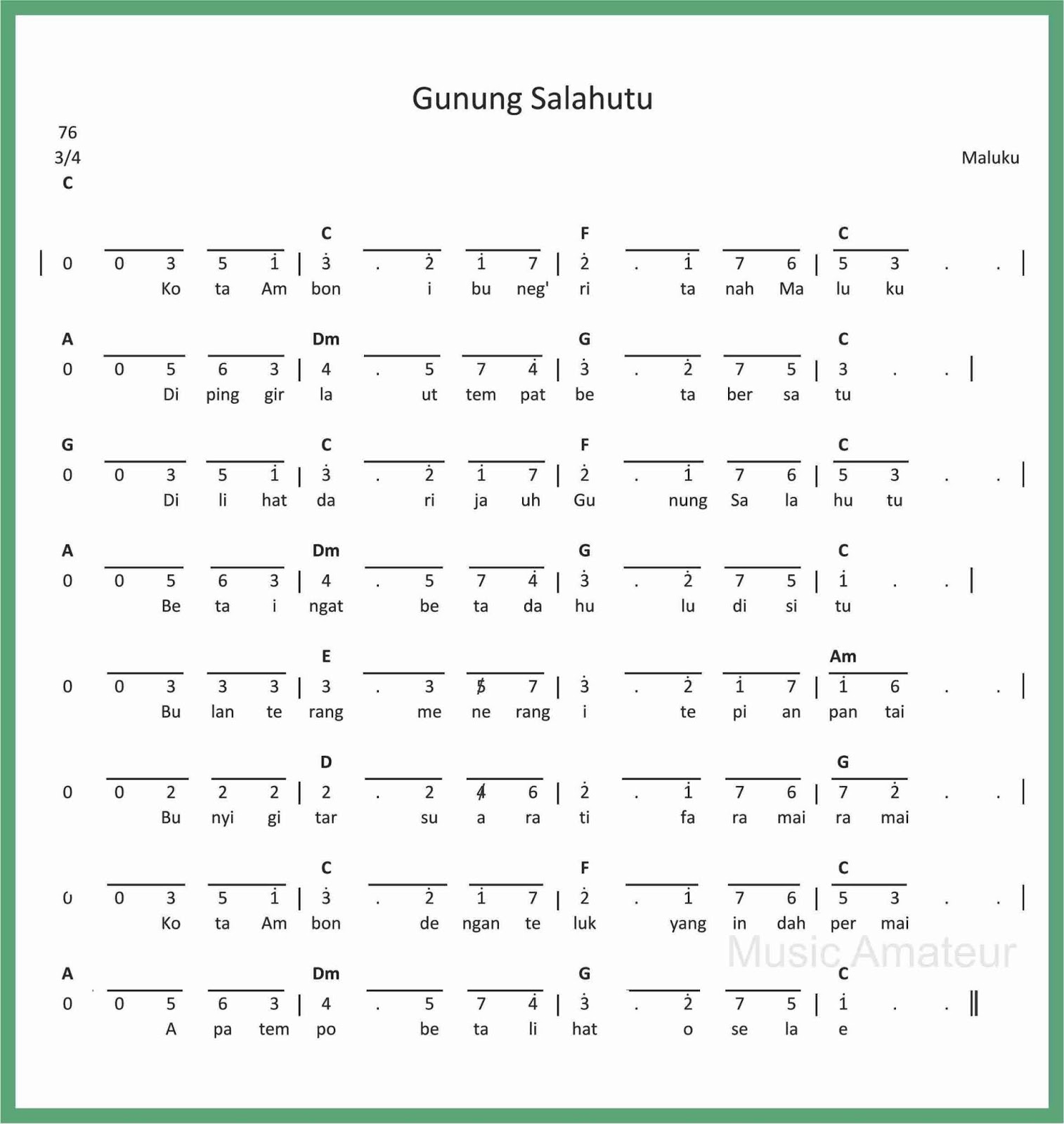 Notasi Lagu Rek Ayo Rek – Sedang