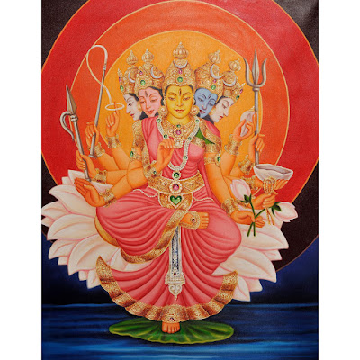 Goddess Gayatri - Oil Painting on Canvas