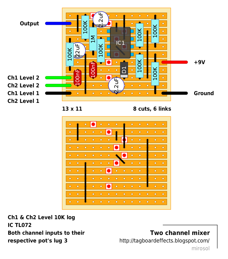 Guitar FX Layouts: 2 Channel Mixer