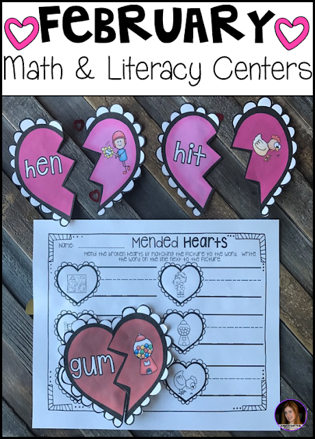 February Math and Literacy Centers - Valentine's Day, dental health and Groundhog's Day. This unit is full of fun hands-on math and literacy centers that are perfect for your kindergartners to help build a strong foundation in math, number sense and literacy skills.