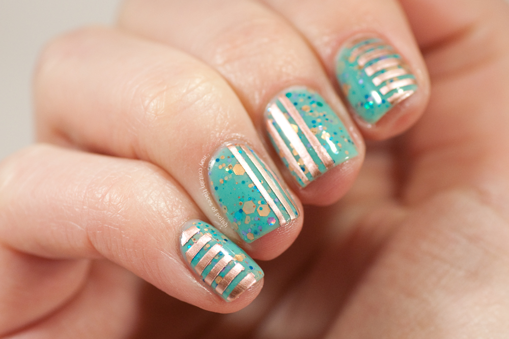 7. Turquoise and Brown Striped Nail Art - wide 7