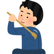 孫の手を使う人のイラスト