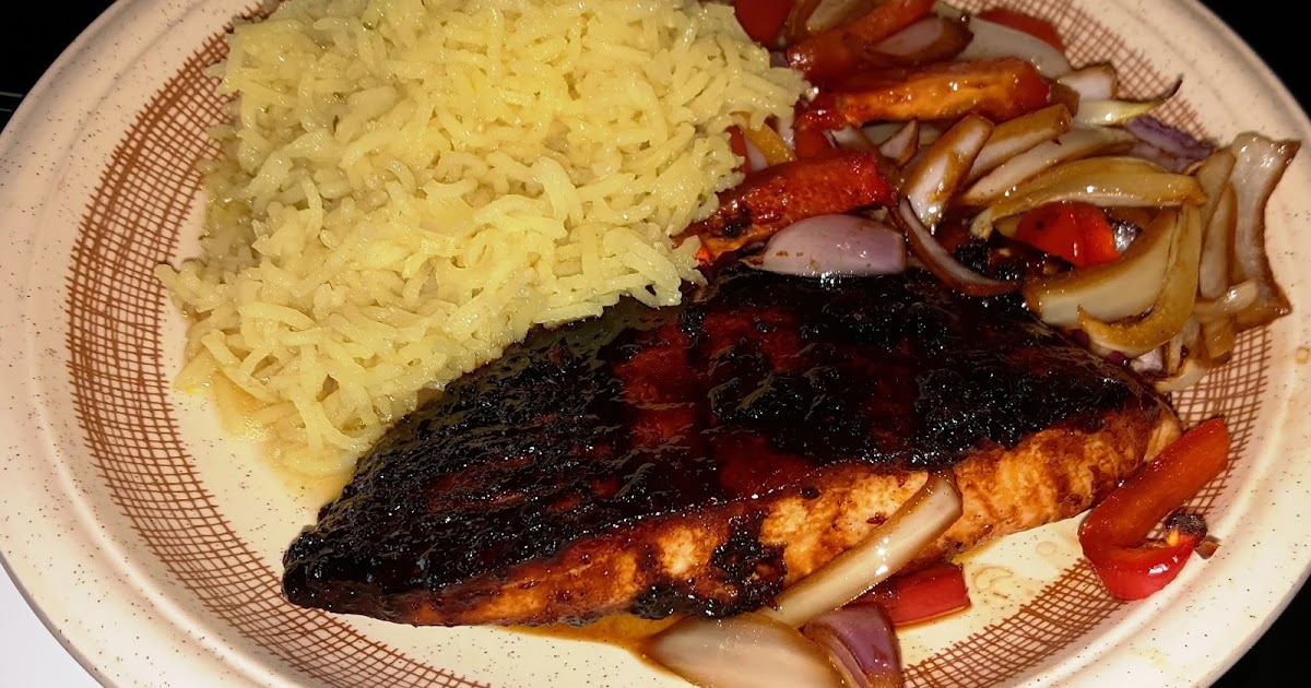 Honey and soy glazed salmon with peppers