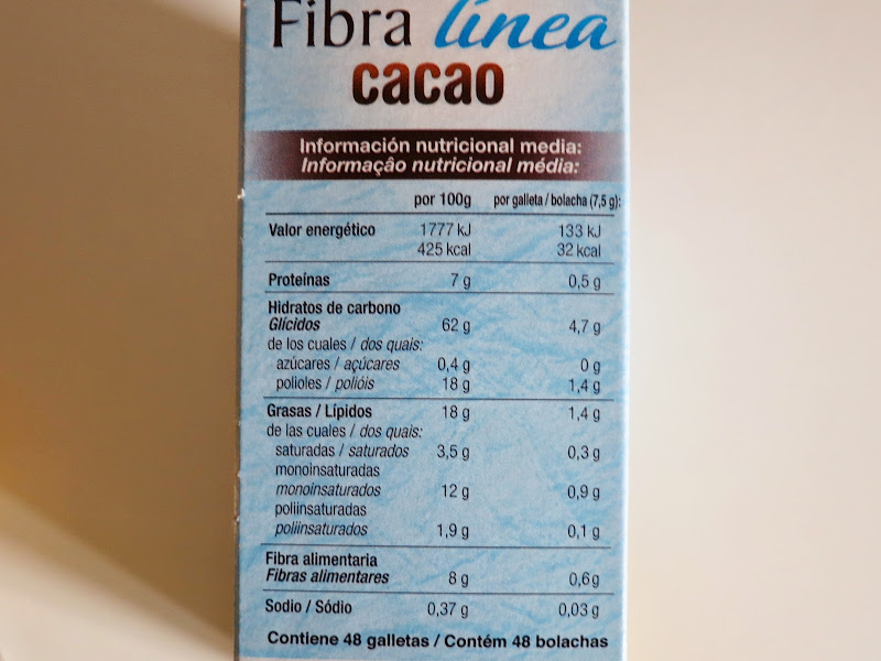 Cuetara Fibra Linea Cacao Informação Nutricional