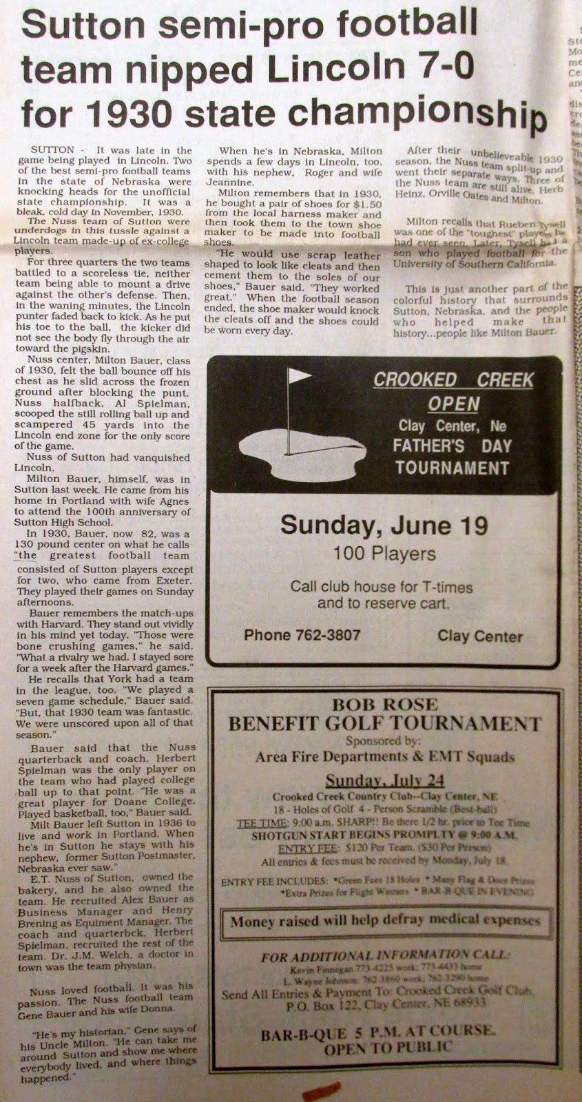 Sutton Nebraska Museum Sutton State Championship SemiPro Football Team 1930