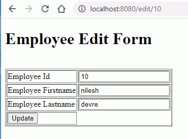 update or edit employee form file
