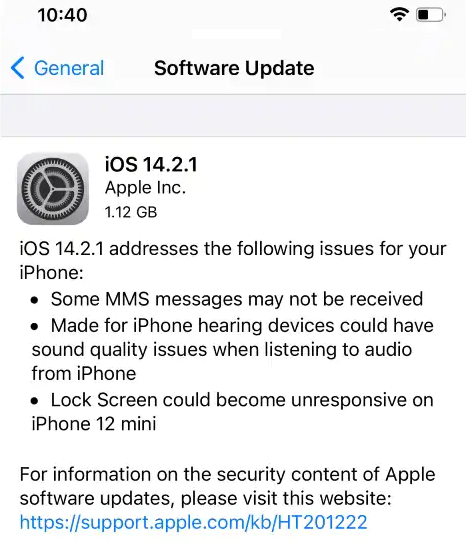 iOS 14.2.1 Features Changelog