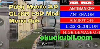 Pubg Mobile 2.0 GL+KR ESP Mod Menu Apk Anti Ban, Esp Hack, AimBot, No Recoil, Season 15 YENİ