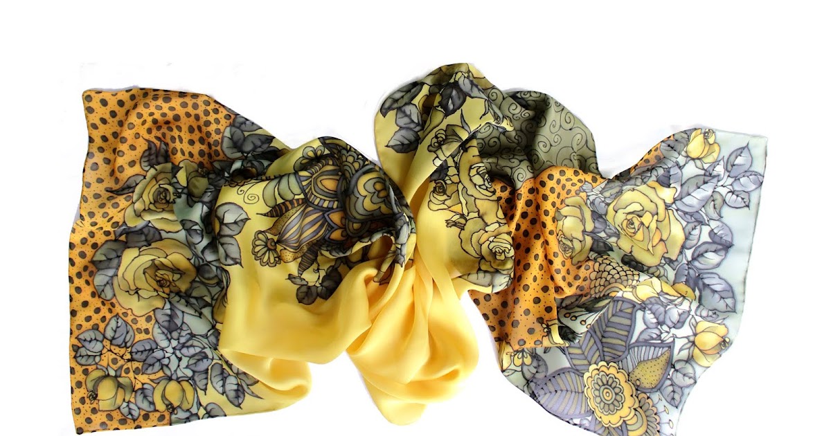 EUR 78.00 Yellow Roses Silk chiffon scarf | OOAK HAND-PAINTED | Wedding ...