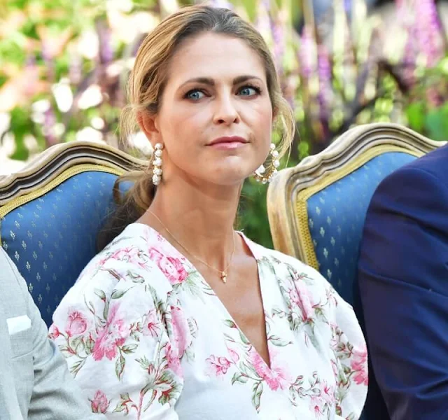 Crown Princess Victoria wore a lace midi dress from By Malina, Princess Madeleine wore a hampshire dress from D'Ascoli