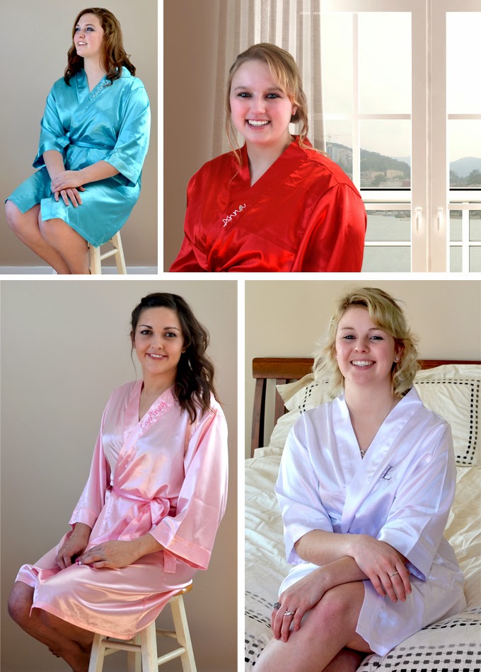 Custom Embroidered Silk Bridesmaids Robes