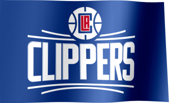The waving flag of the Los Angeles Clippers with the logo (Animated GIF)