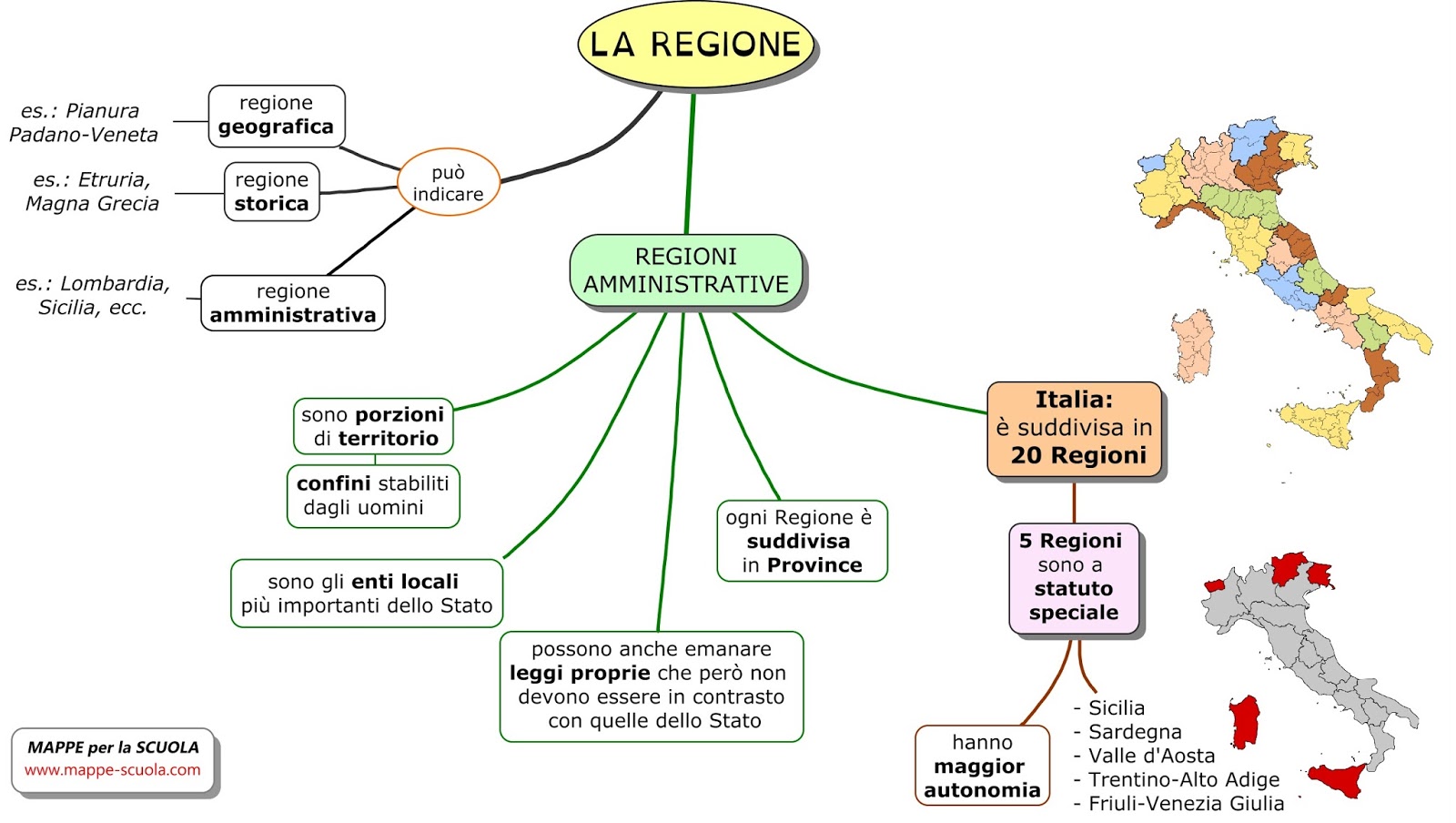Le Regioni Italiane Scuola Primaria Pdf MAPPE per la SCUOLA: LA REGIONE amministrativa