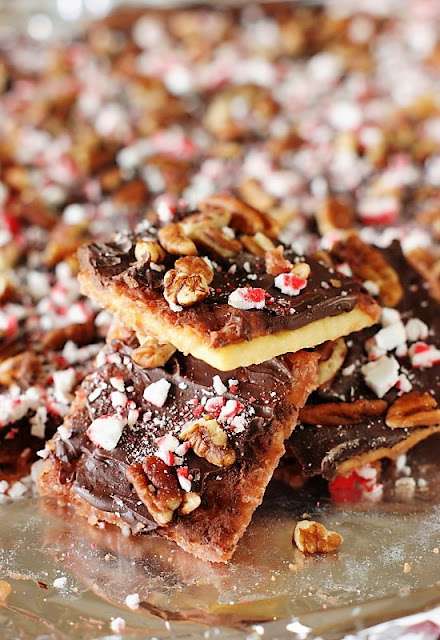 Peppermint Christmas Crack Made with Saltine Crackers Image