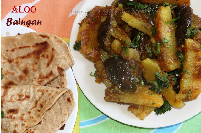 Aloo Baingan Sabji / Brinjals with Potatoes