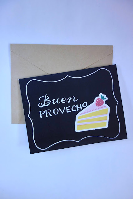 hand lettering, Gelly Roll white pen, cards, decorating blank cards, how to make a birthday card, paper crafts, Paper Lover's Book, blah to TADA, Buen Provecho
