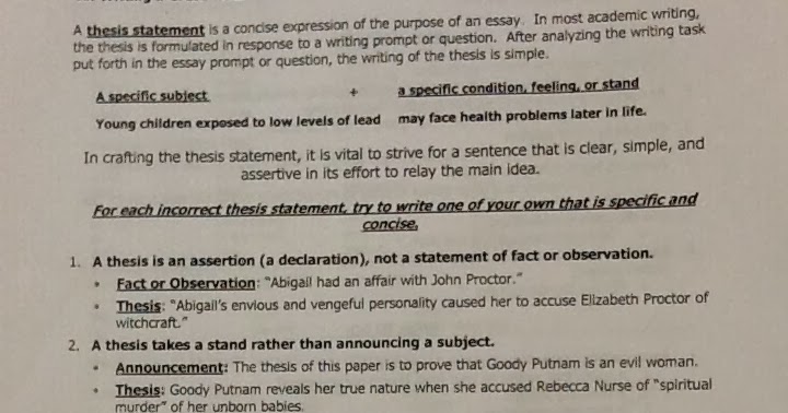 Ms. Poulter/8th Grade ELA: Writing a Great Thesis Statement