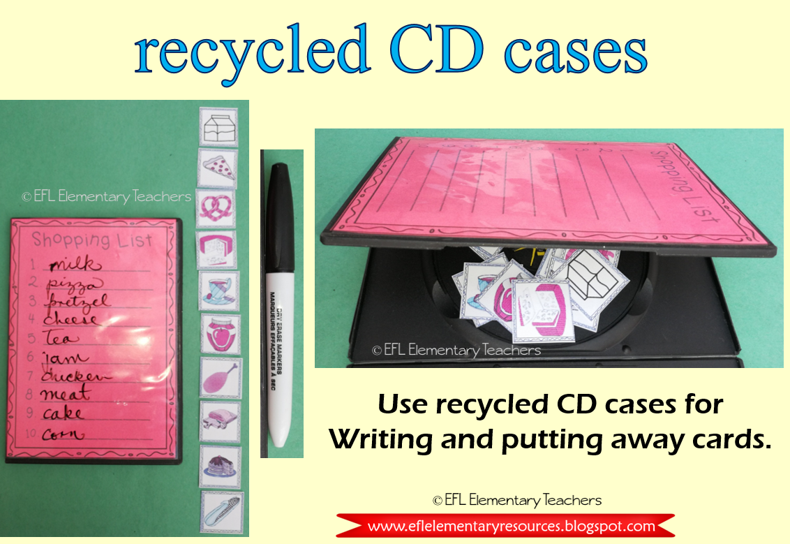 EFL Elementary Teachers Recycle old CD Cases and CDs for distance teaching