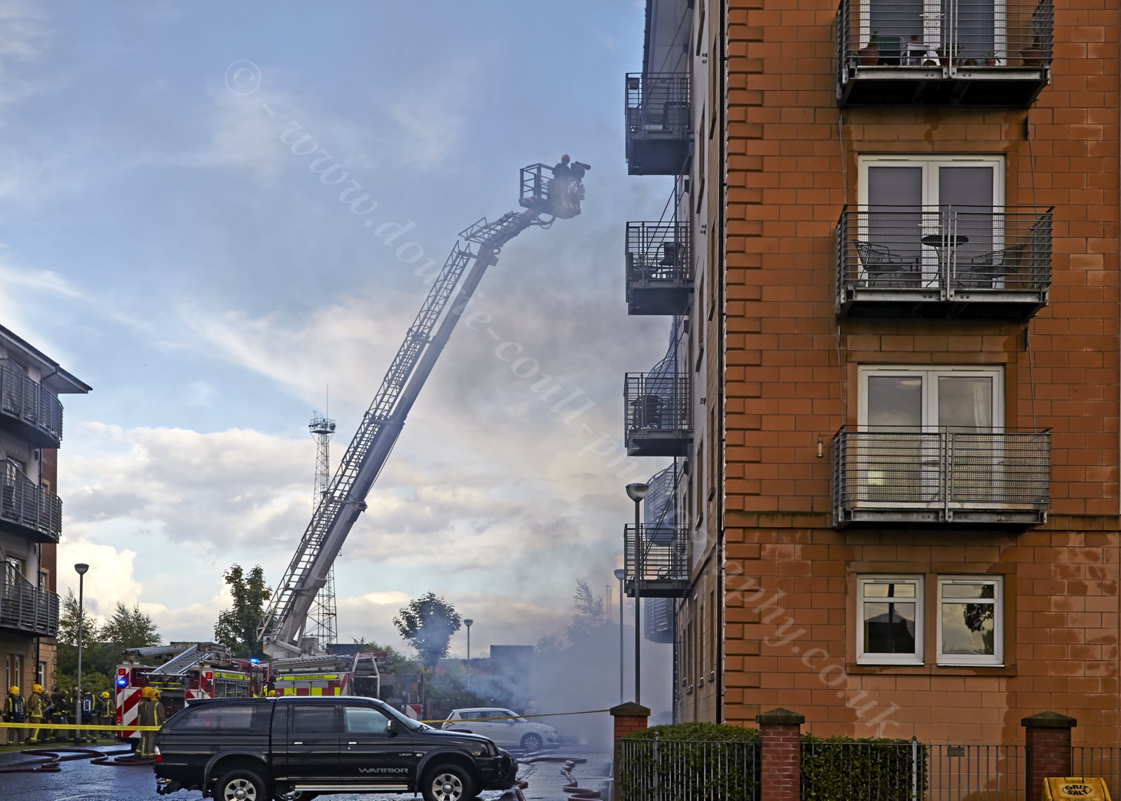 Dougie Coull Photography Lightning Strike Starts Fire in Greenock Flats