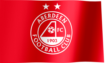 The waving flag of Aberdeen F.C. with the logo (Animated GIF)