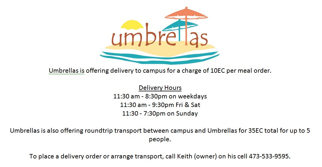 hello grenada, see you later america Umbrellas Menu