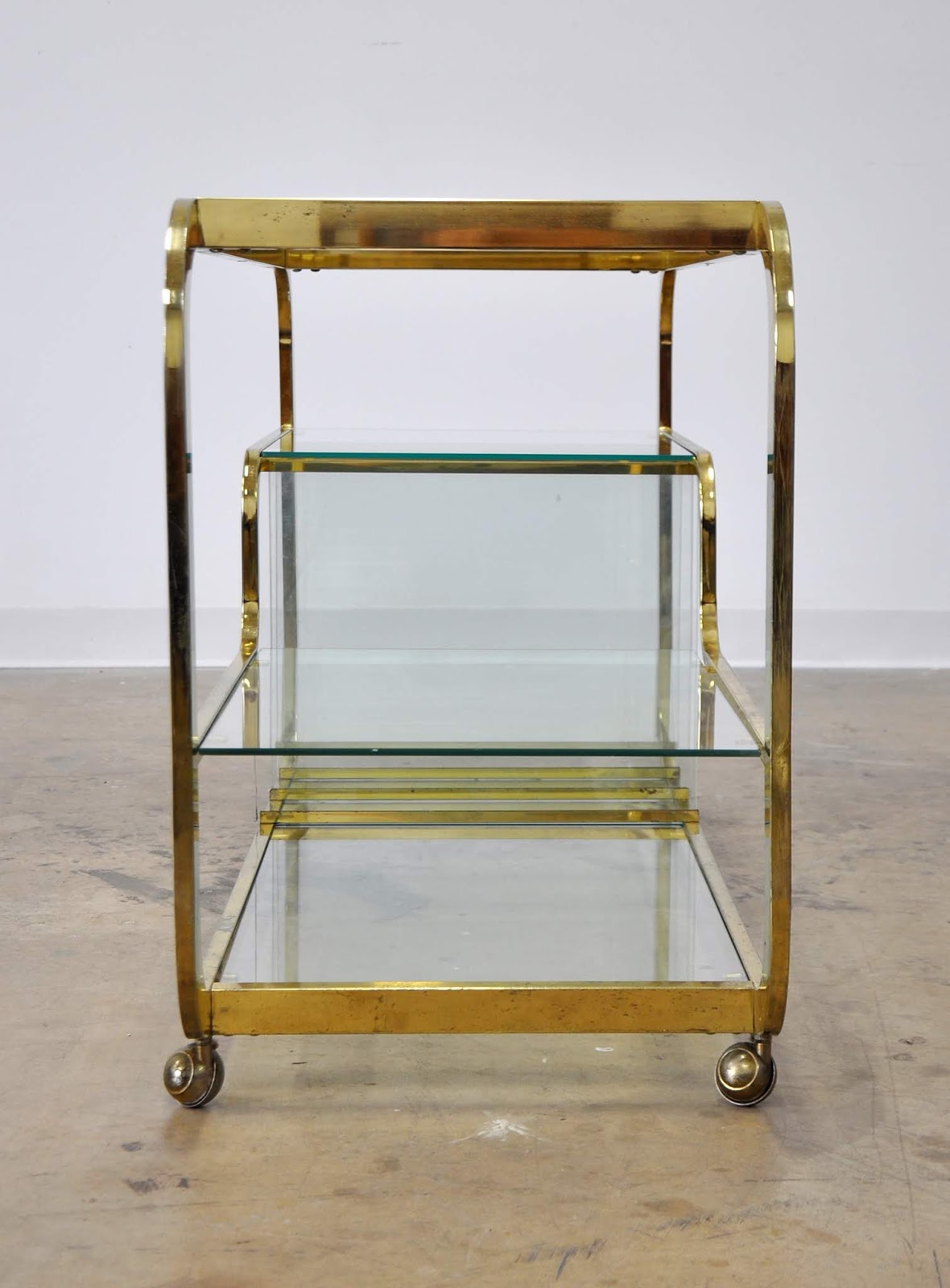 SELECT MODERN Milo Baughman Brass Rolling Bar or Serving Cart with