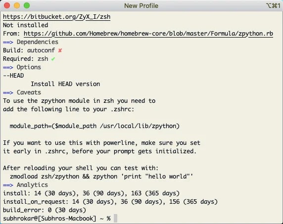 Homebrew for MAC: The complete guide 5 homebre-info
