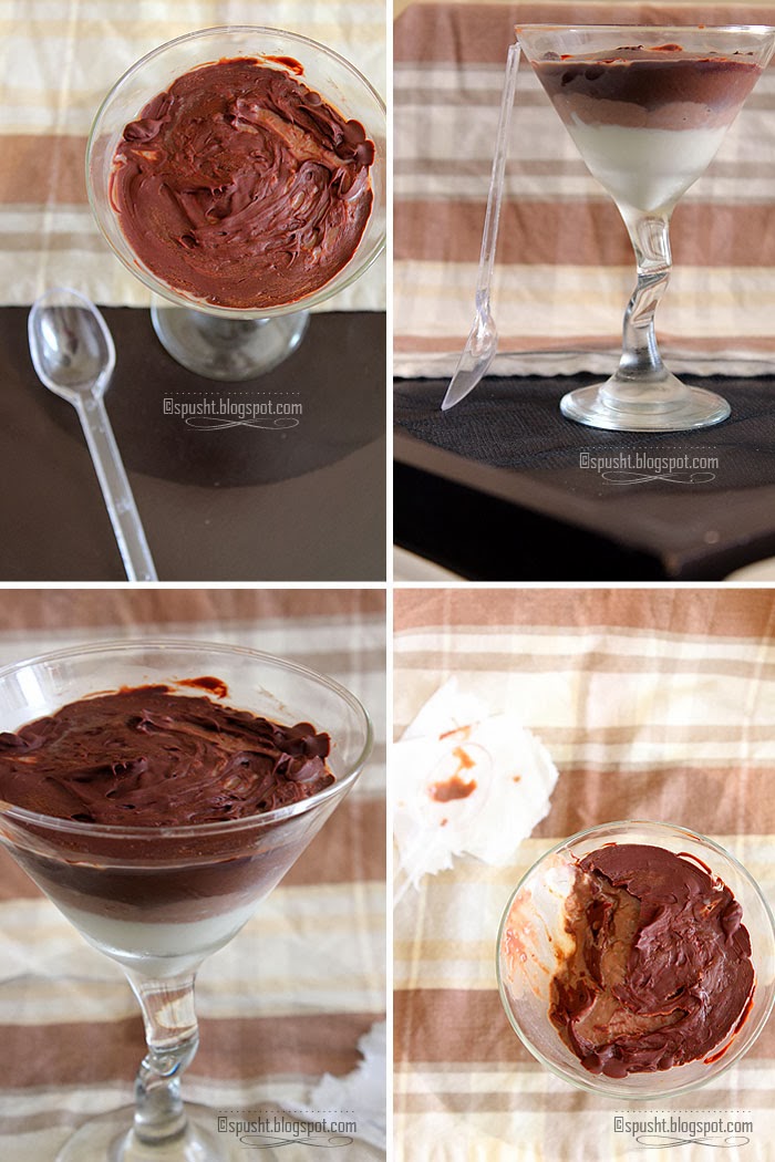 Spusht | Eggless Chocolate and Vanilla Layered Pudding using Cornstarch