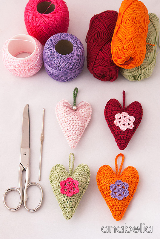 Crochet hearts free pattern by Anabelia