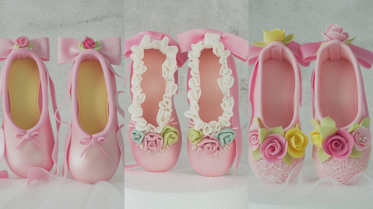 3 Beautiful Fondant Ballet Shoes Cake Toppers