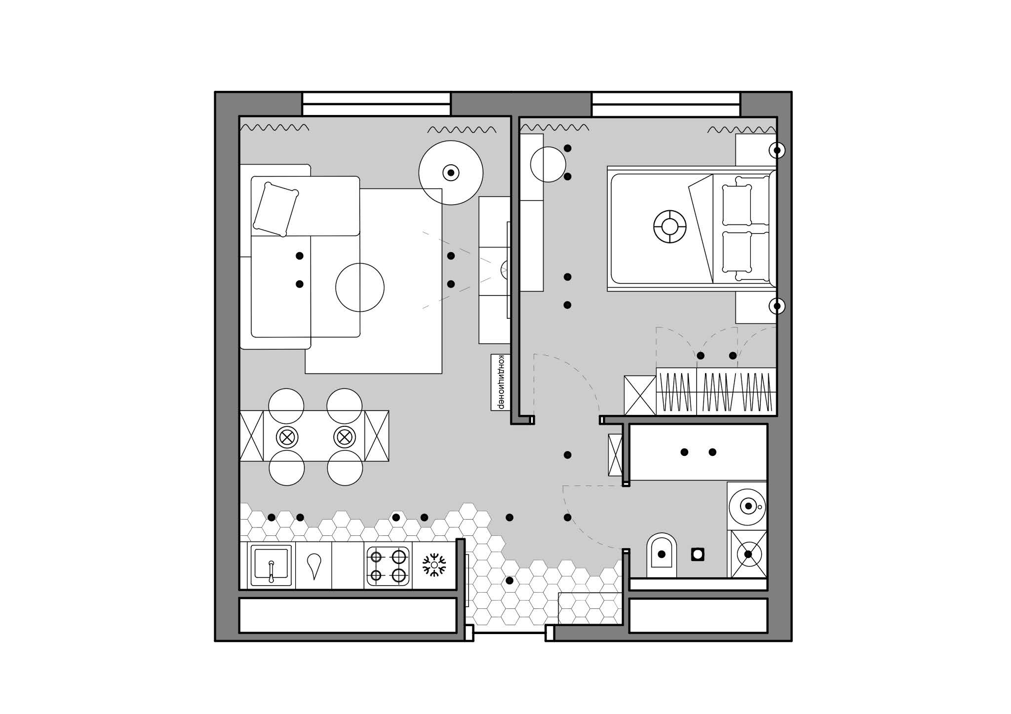 чертеж расстановки мебели. пик расстановка мебели. пик расстановка мебели. 2. кухня пик евродвушка.