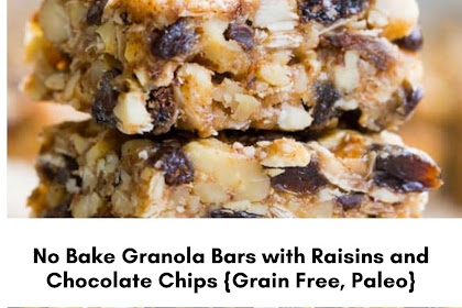 No Bake Granola Bars with Raisins and Chocolate Chips {Grain Free, Paleo}