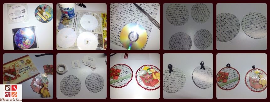 cd reciclado en adorno navideño