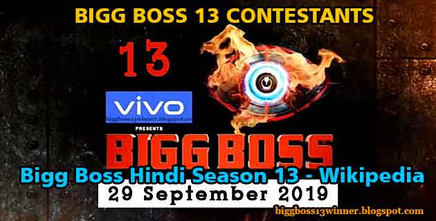 Bigg Boss 13 Contestants: Bigg Boss Hindi Season 13 - Wikipedia