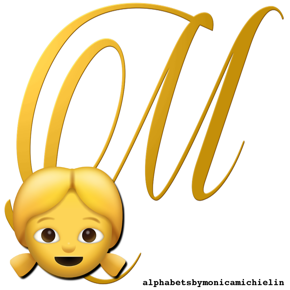 M. Michielin Alphabets BLONDE GIRL EMOTICON EMOJI ALPHABET PNG