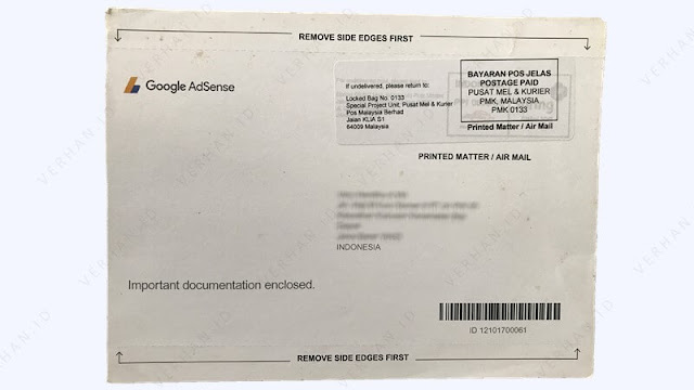 gambar surat pin adsense bagian belakang