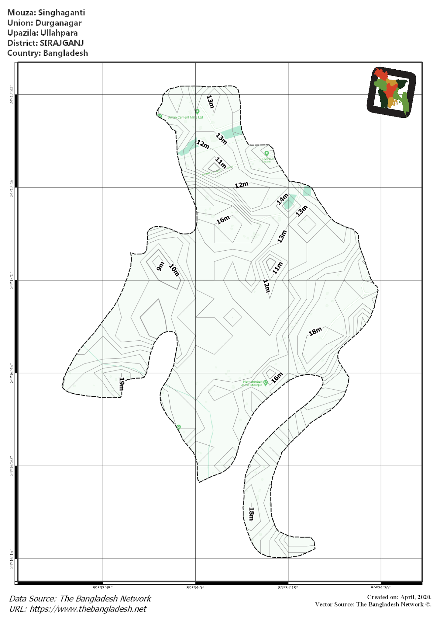 Map of Singhaganti Mouza of Ullahpara Upazila, SIRAJGANJ Map of Singhaganti Mouza of Ullahpara Upazila, SIRAJGANJ, Bangladesh.
