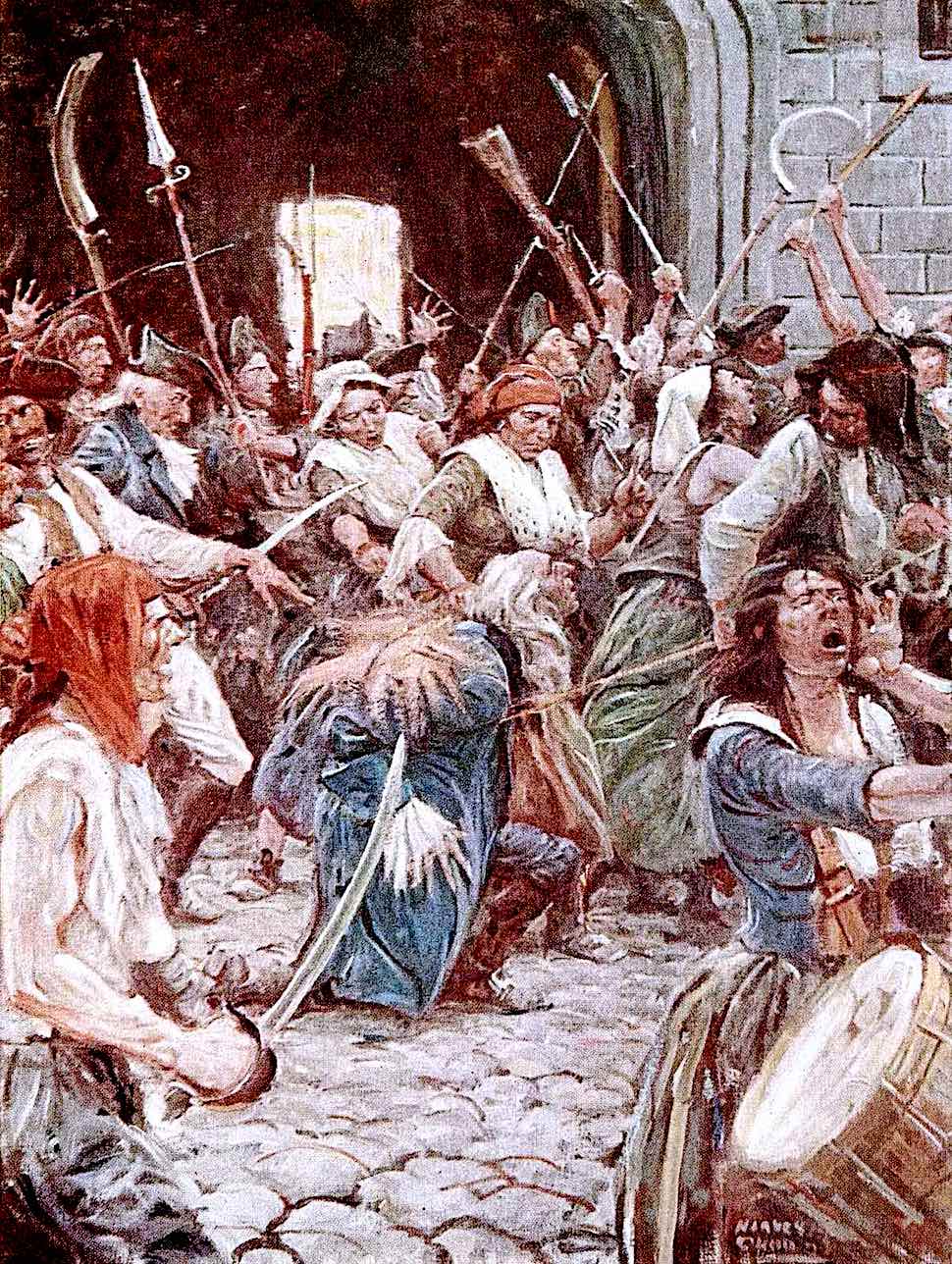Harvey Dunn illustration a Harvey Dunn illustration of the French revolution mob: 40,000 killed by guillotine