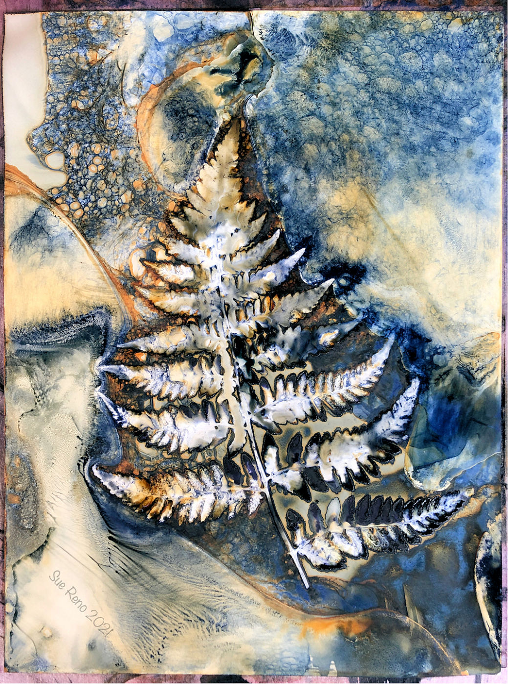Sue Reno Studio - More wet cyanotype prints on mineral