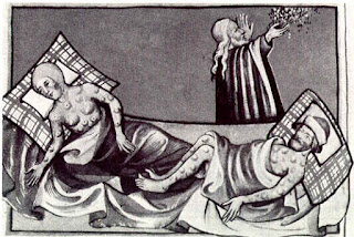 Kara Ölüm'ün Toggenburg İncilinde resmedilmesi. (1441)