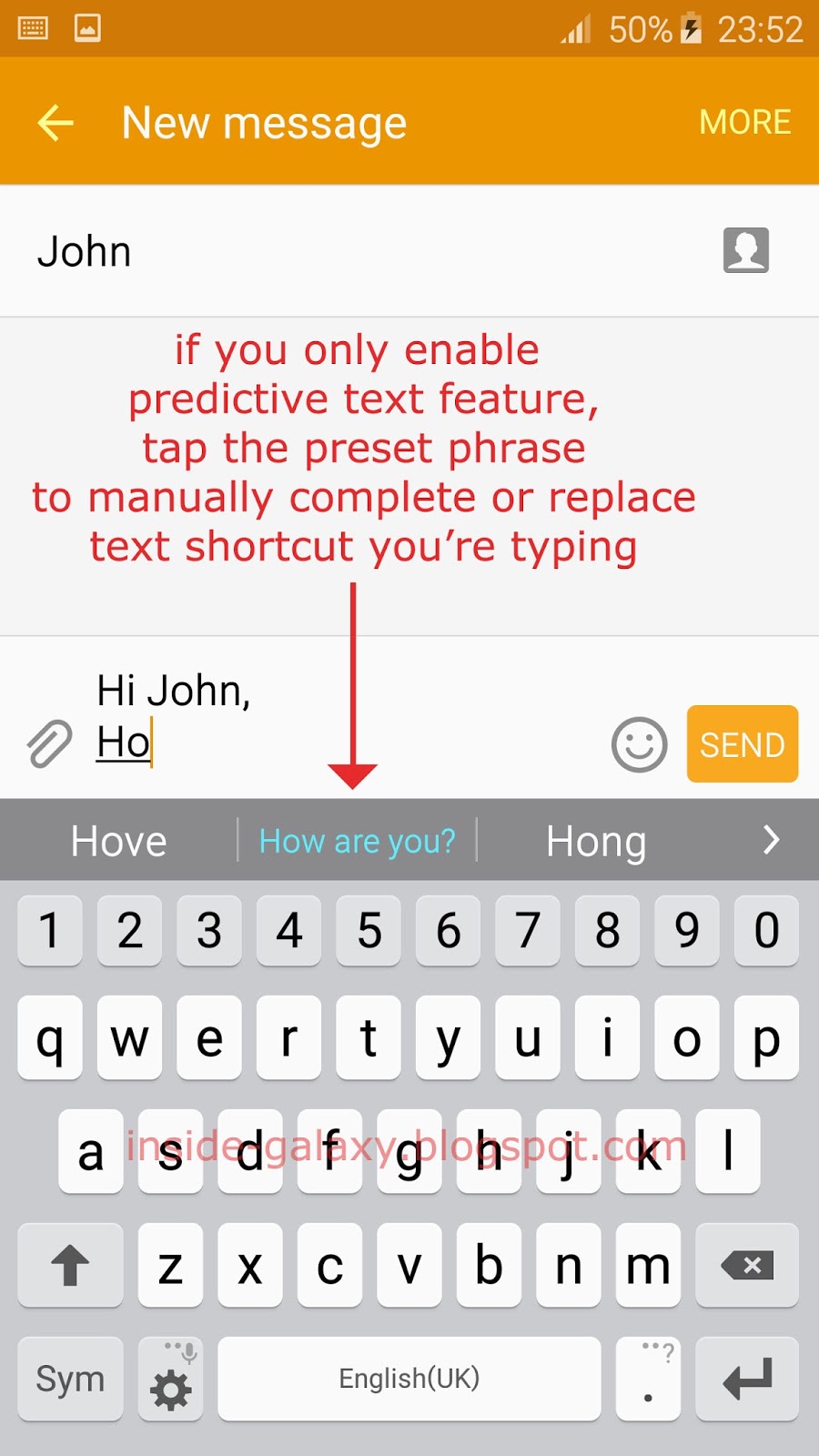 predictive text samsung s8