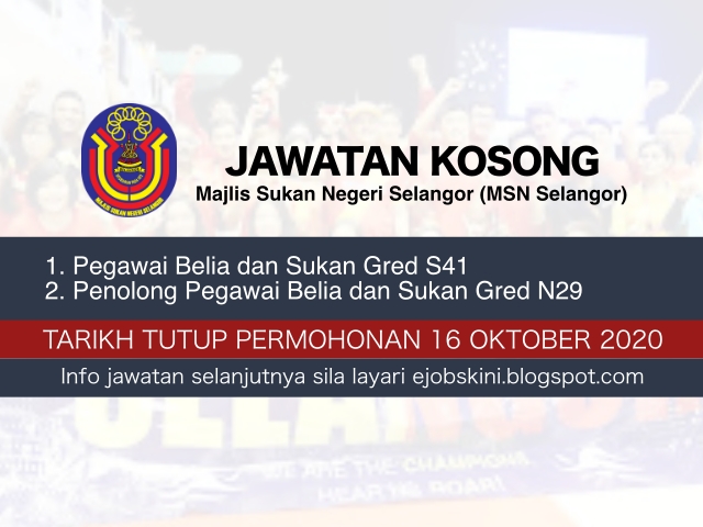 Jawatan Kosong MSN Selangor Oktober 2020