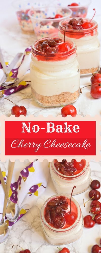 Eggless cherry Cheescake in 15 Minutes