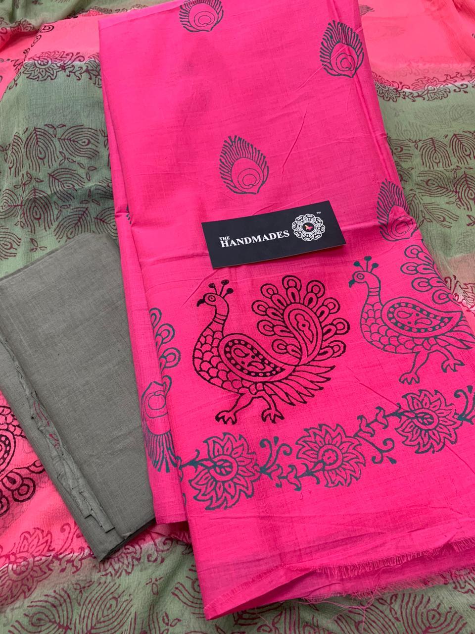 Mangalgiri cotton suits with chiffon dhupta | dress materials ...