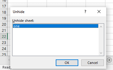 method to unhide excel sheet