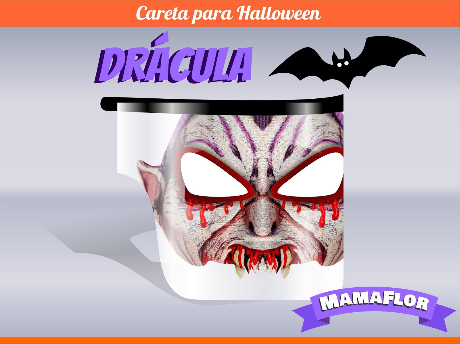 Molde Máscara para Halloween: Careta de Drácula - Manualidades MamaFlor