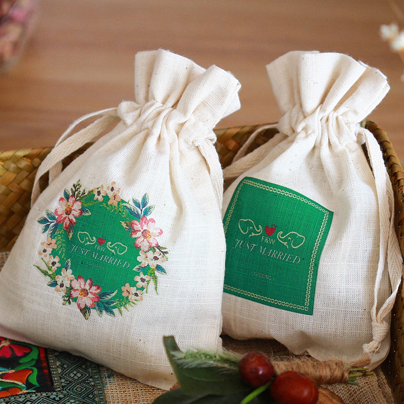 JS Favors Gifts Shop Personalized Cotton Fabric Favors Bags