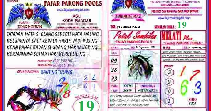 Kode Syair Fajar Pakong 01 September 2018