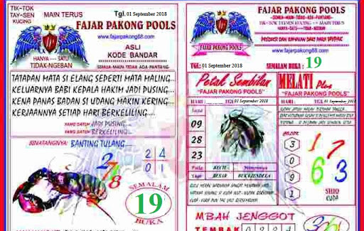 Kode Syair Fajar Pakong 01 September 2018