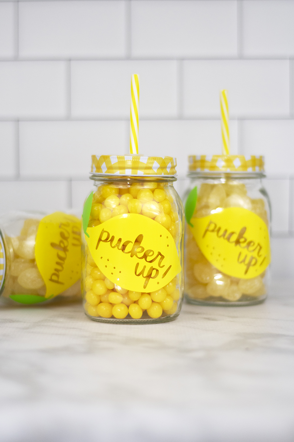 DIY Vinyl on Lemonade Jars Jen Gallacher